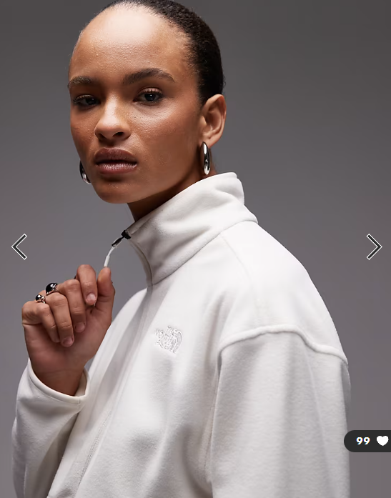 The North Face Glacier fleece 1/2 zip short jacket in off white