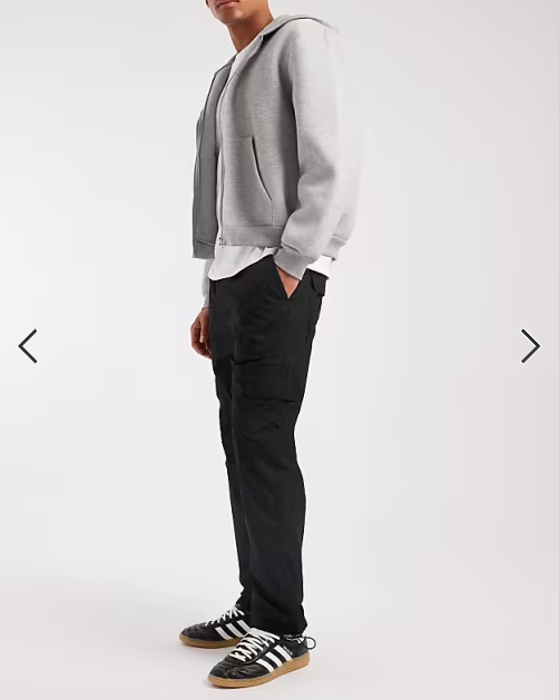 Brave Soul cotton poplin cargo pants in black