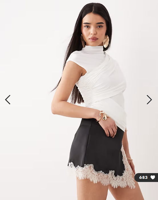 ASOS DESIGN slinky ruched drape detail top in cream