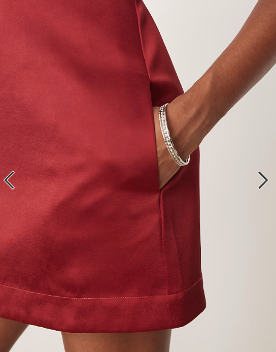 Six Stories satin mini shift dress in ruby red