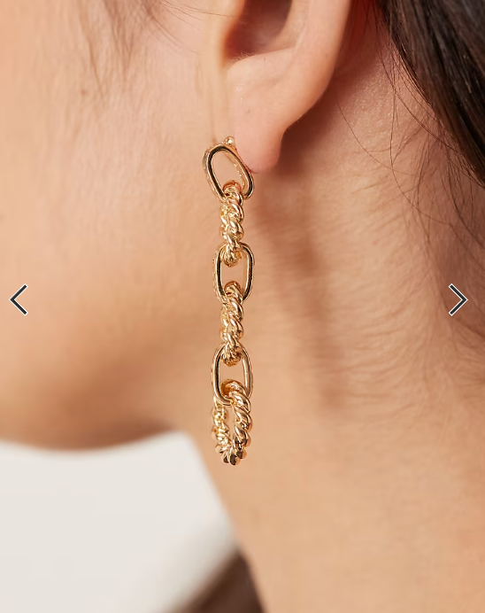 Accessorize triple chain link long drop earrings in gold