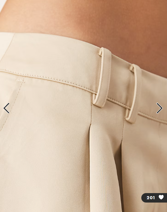 ASOS DESIGN tailored satin pleat detail wide leg pants in oyster