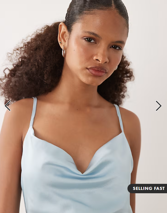 New Look satin cowl neck midi dress in light blue