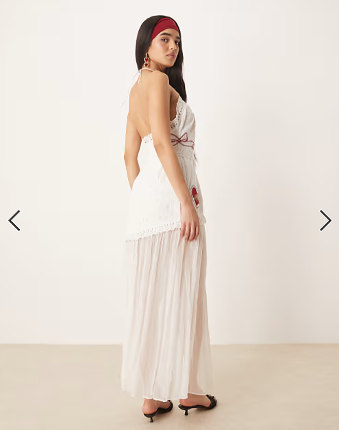 For Love & Lemons Mi Amore embroidered maxi dress in white