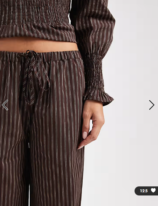 Daisy Street pull on drawstring trouser in brown stripe co-ord