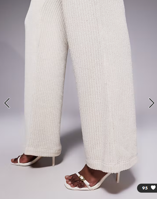 River Island textured wide leg trouser co-ord in cream