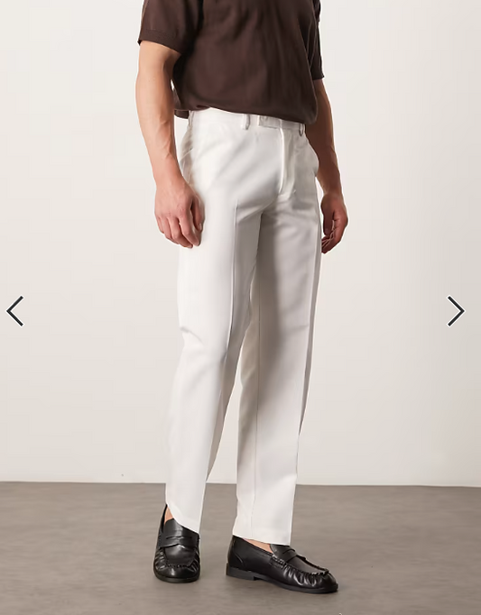 ASOS DESIGN smart straight leg trousers in white
