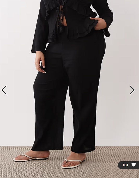 Esmee Curve tie front beach trouser in black