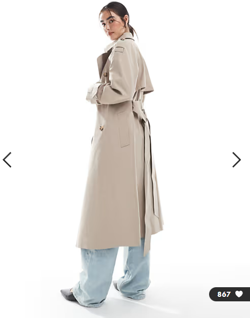 ASOS DESIGN longline trench coat in mushroom
