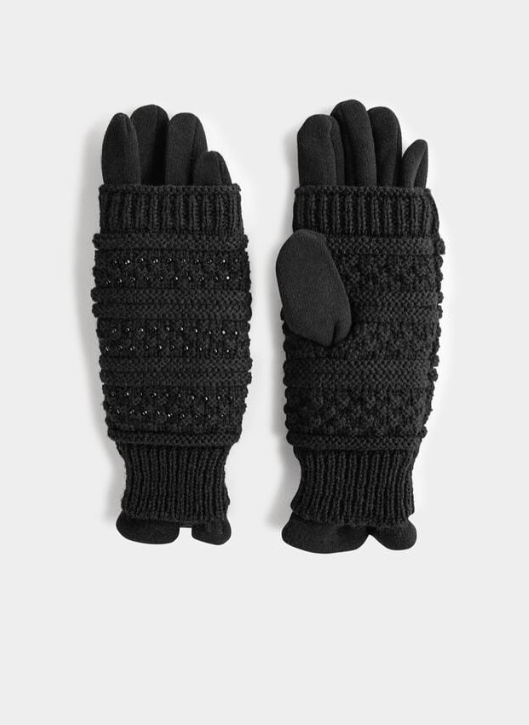 Modgan - Knitted gloves with rhinestones black women