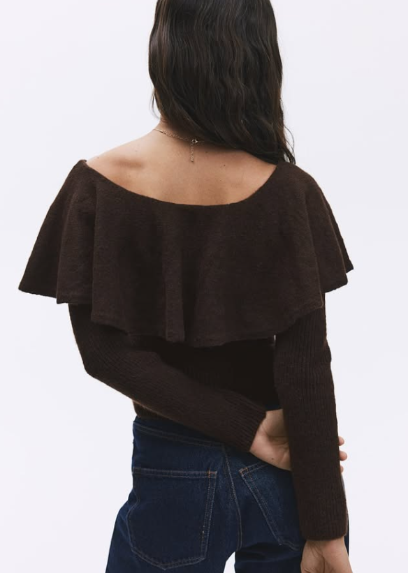 H&M FLOUNCED OFF-THE-SHOULDER SWEATER