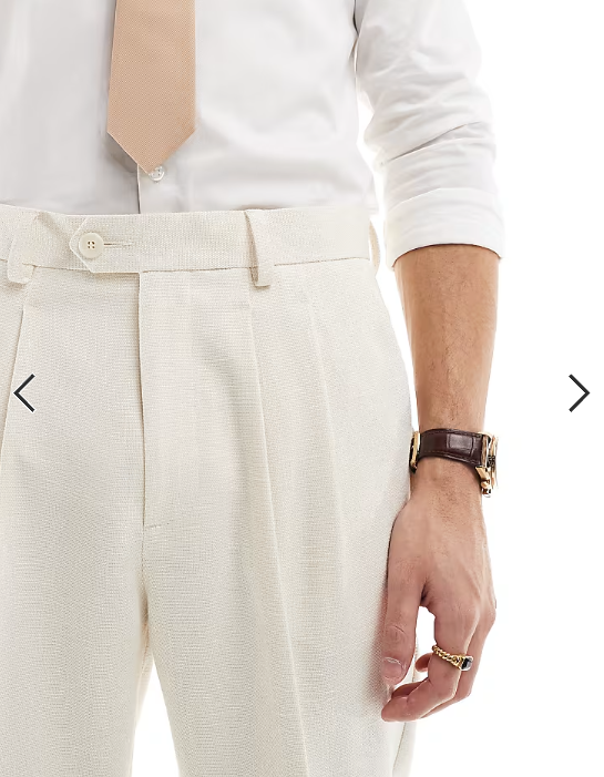 ASOS DESIGN smart tapered fit trousers in ecru textured fabric