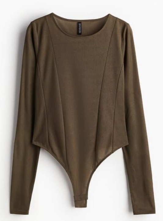 H&M-Women Round-Neck Fitted Bodysuit