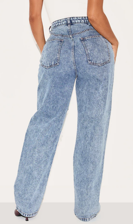 Shape Vintage Wash Extreme Rip Wide Leg Jeans