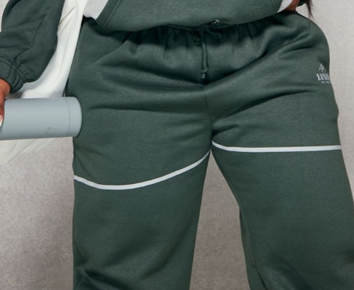 Plus Moss Green Luxury Ski Resort Slogan Joggers