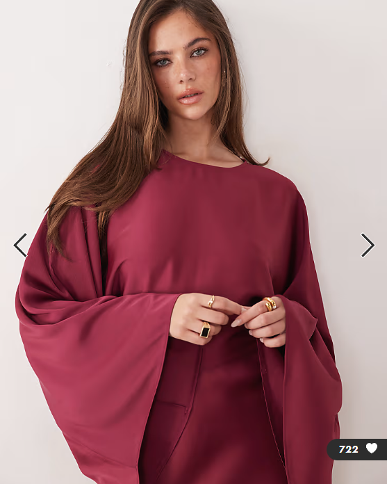 ASOS DESIGN textured satin batwing bias waisted maxi dress in raspberry