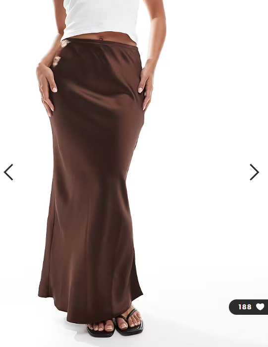 New Look satin bias midi skirt in dark brown