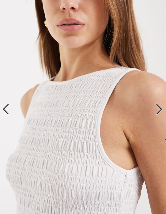 ONLY sleeveless shirred smock top in white