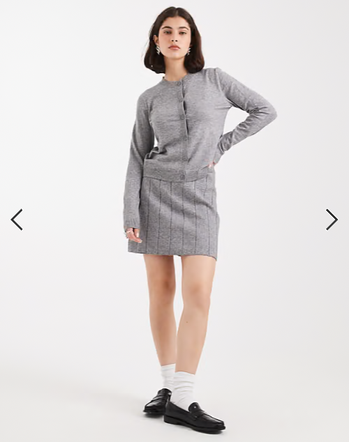 Object fine gauge cardigan co-ord in grey melange