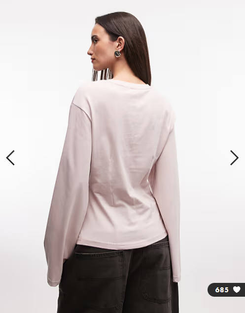 Monki cinched waist long sleeve structured jersey top in dusty pink