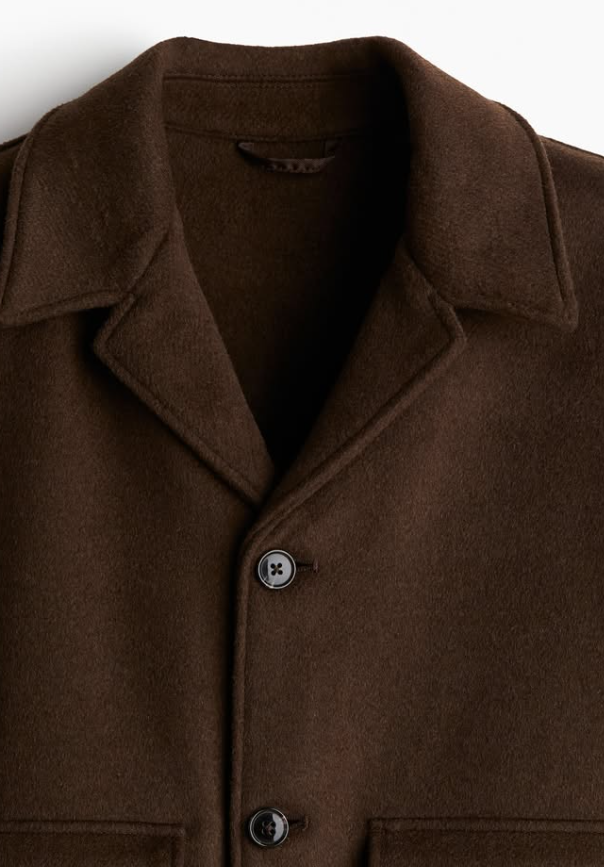 H&M - WOOL-BLEND JACKET - dark brown/ Oversized