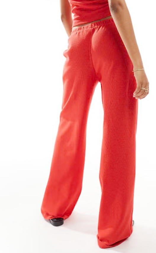 Asos - wide leg waffle trouser in red