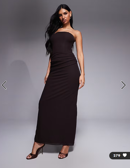 Forever New bandeau draped detail maxi dress in chocolate brown