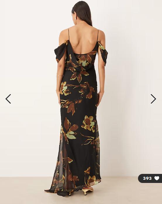 ASOS DESIGN drape front chiffon maxi dress in black based floral print