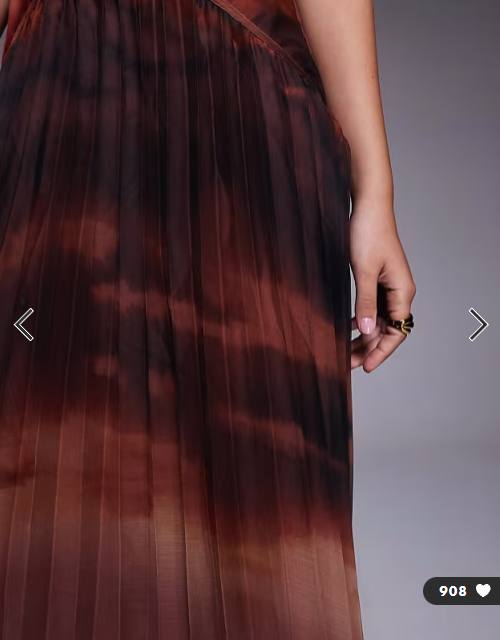 ASOS DESIGN square neck dropped waist maxi dress with pleated skirt in ombré print