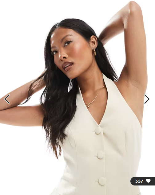 Miss Selfridge Petite tailored halter mini dress in cream