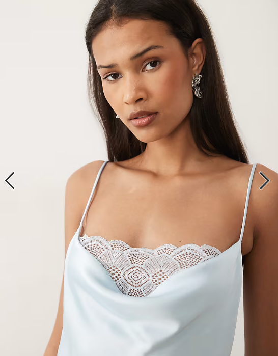 Vila - lace insert cowl neck satin cami maxi dress kn light blue