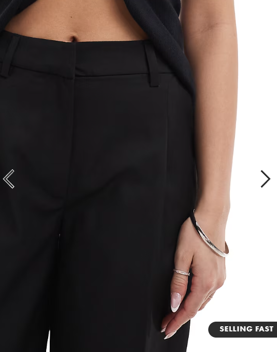 Monki high waist wide leg trousers with front pleat in black