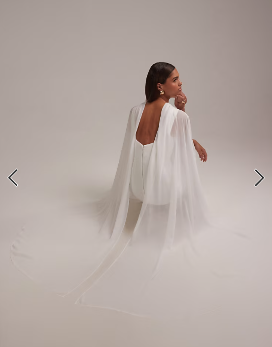 ASOS DESIGN cape detail maxi wedding dress in ivory