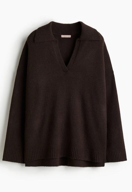 H&M-FINE-KNIT COLLARED JUMPER