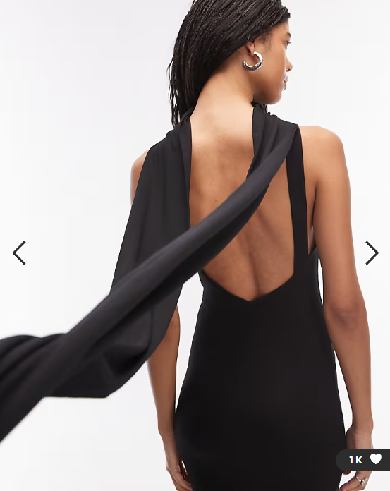 ASOS DESIGN high neck backless maxi dress with drape scarf detail in black