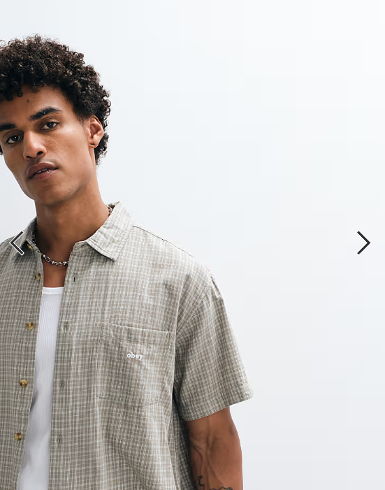 Obey bigwig ian woven short sleeve stripe shirt in sage green