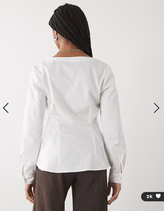 Reclaimed Vintage cinched in shirt with seam details and peplum hem in white