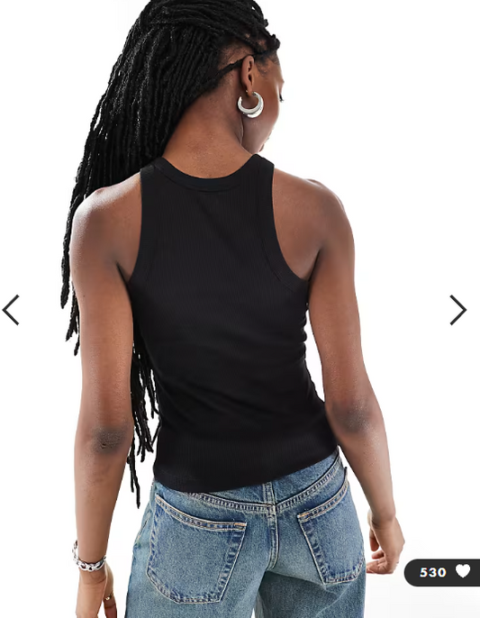 Monki ribbed racer vest in black