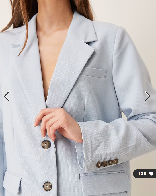 YAS oversized blazer with tortoise shell button detail co-ord in sky blue