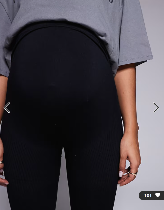 4505 Maternity Icon seamless rib gym legging in black
