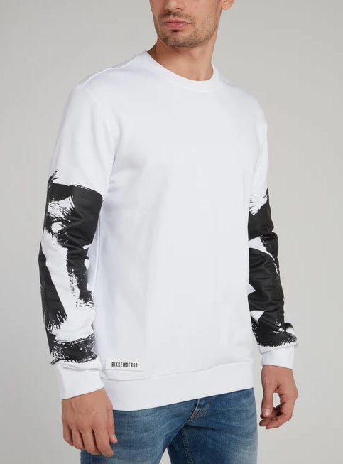 BIKKEMBERGS - WHITE PAINT PRINT SWEATSHIRT