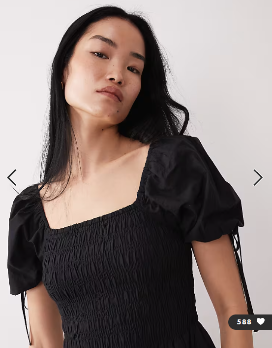 Wednesday's Girl shirred detail midaxi smock dress in black