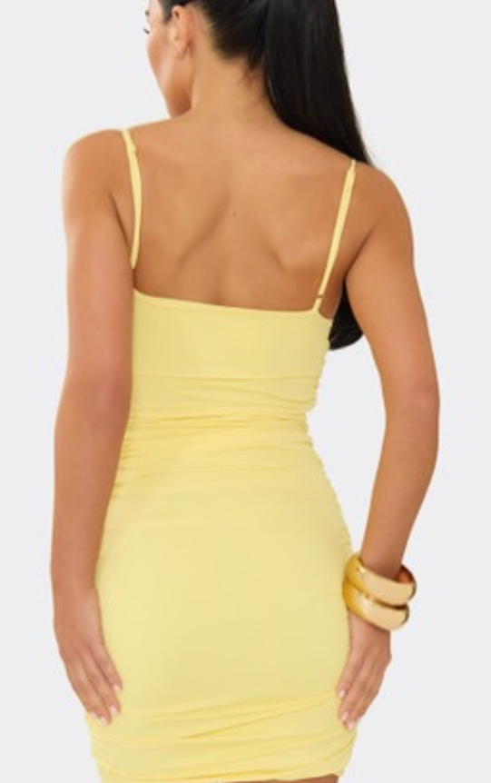 Ego - strappy sculpt mini dress in yellow