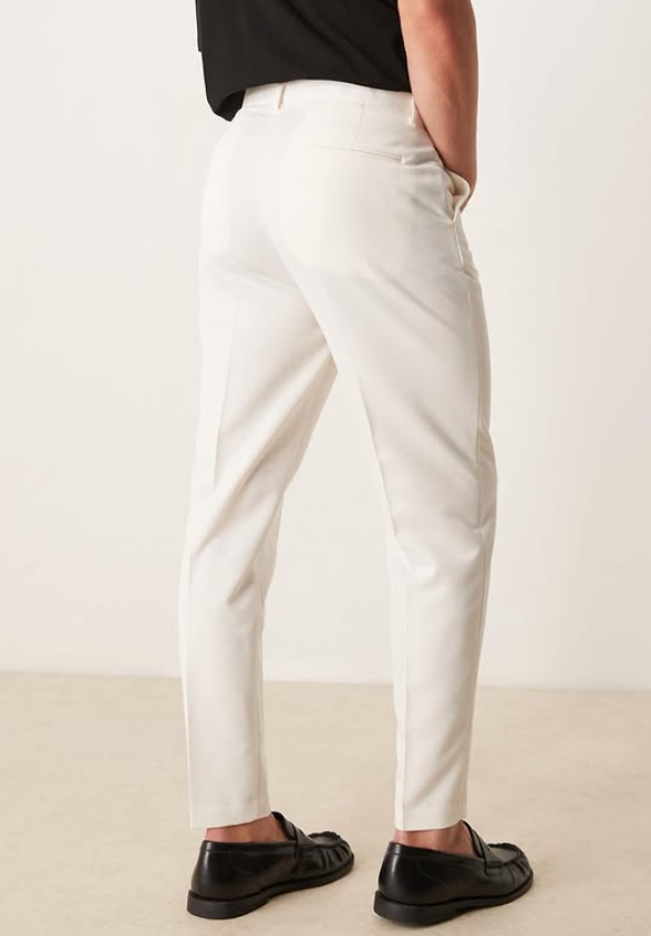 Asos Design smart tapered fit trousers in white