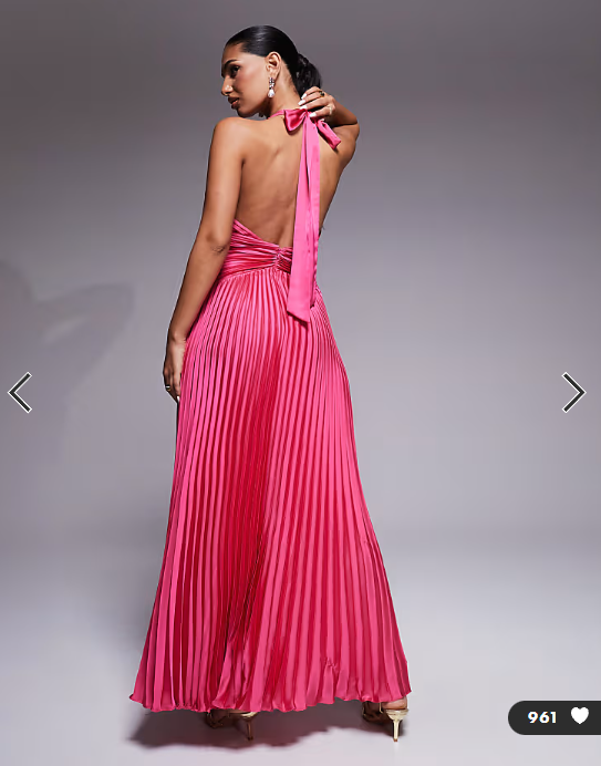 Forever New satin plunge halter neck maxi dress in fuchsia pink