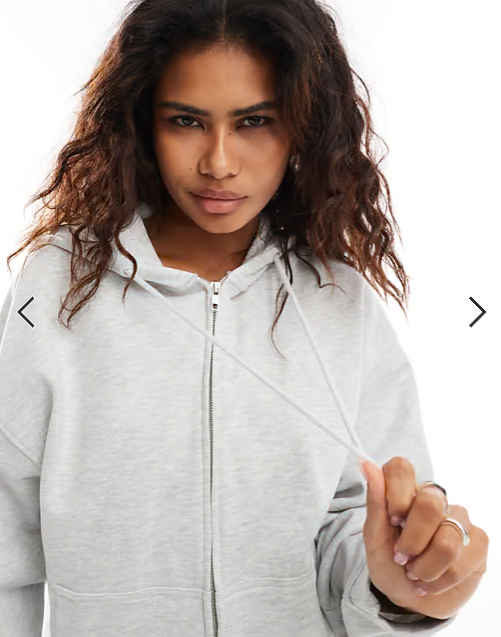 COLLUSION zip through boxy hoodie in gray heather