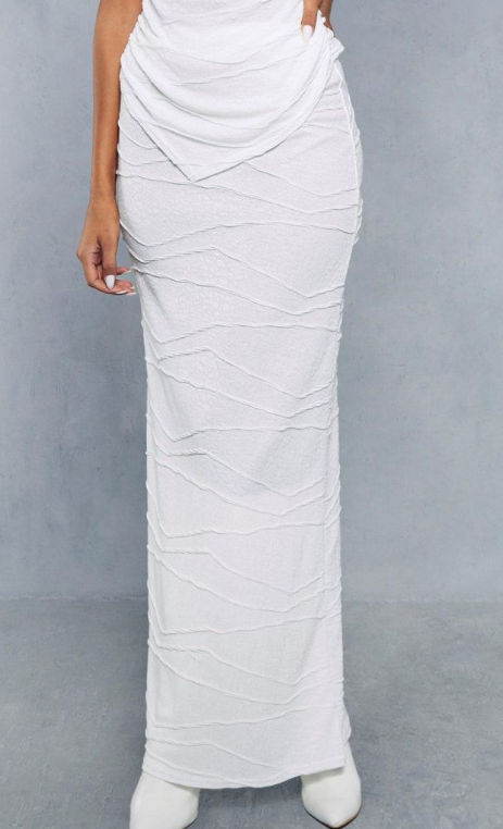 Sheer Crinkle Detail Maxi Skirt