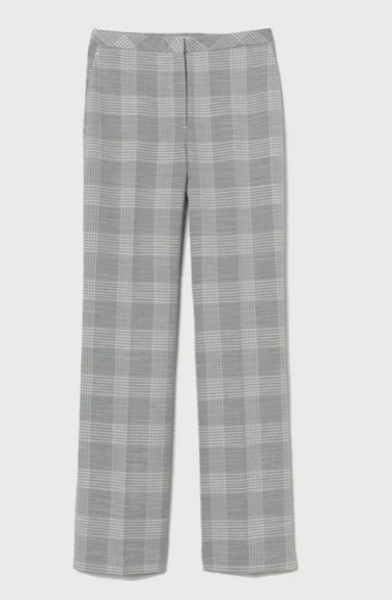 H&M-Women Grey Checked Tailored Trousers