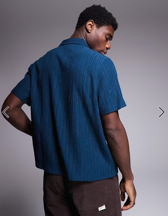 ASOS DESIGN textured revere shirt in teal