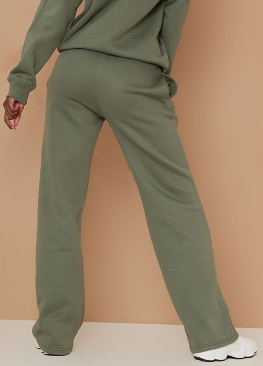 Tall Olive Badged Detail Straight Leg Joggers